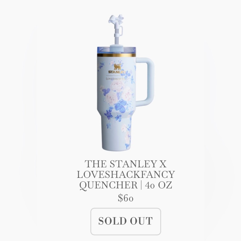 Loveshackfancy x Stanley 40oz Everblooming Rosettes Blue NIB